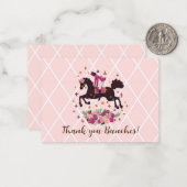 Carte De Correspondance Cheval fille équestre rose (Devant/Arrière en situation)