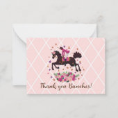 Carte De Correspondance Cheval fille équestre rose (Devant)