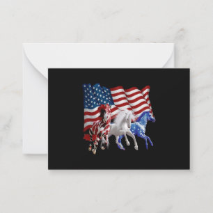 Carte De Correspondance Chevaux États-Unis Drapeau américain Cheval