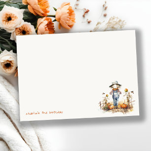 Carte De Correspondance Chic automne épouvantail de citrouille récolte ann