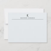 Carte De Correspondance Chic Bleu Clair Monogramme Initial Nom (Devant)