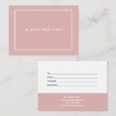 Carte De Correspondance Chic Blush | Élégant certificat cadeau Dusty rose (Devant / Derrière)
