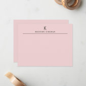 Carte De Correspondance Chic Blush rose moderne Monogramme Nom initial (Devant/Arrière en situation)