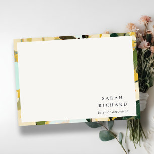 Carte De Correspondance Chic Boho Coloré Ocre Jaune Peint Floral