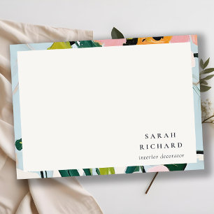 Carte De Correspondance Chic Boho coloré rose bleu vert peint Floral