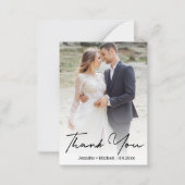 Carte De Correspondance chic design manuscrit mariage photo merci (Devant)