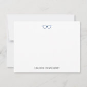 Carte De Correspondance Chic Design Navy Blue Eyeglasses Note Card (Devant)