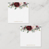 Carte De Correspondance Chic Elegant Bourgogne Rouge Rose Blush Floral (Devant / Derrière)