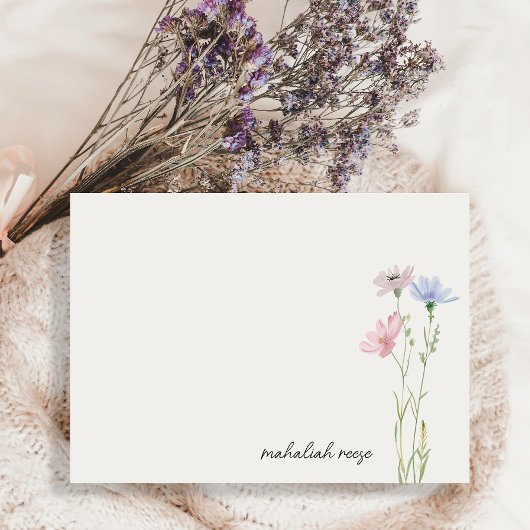 Carte De Correspondance Chic Fleur sauvage Meadow Calligraphie personnalis