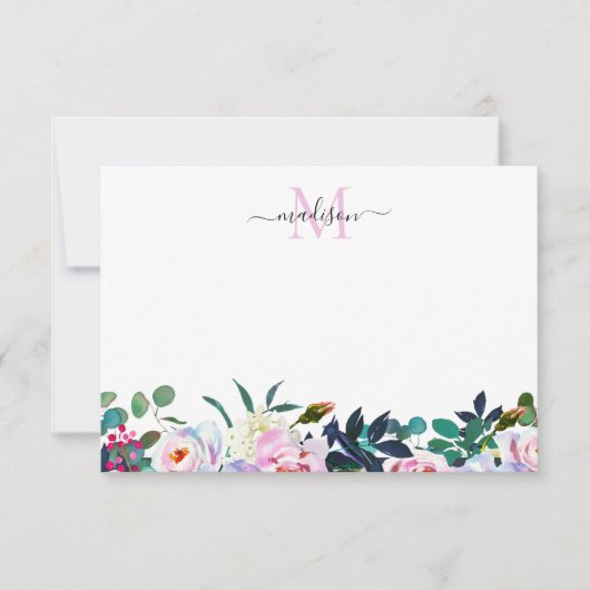 Carte De Correspondance Chic Floral Blush Pink Botanogram (Devant)