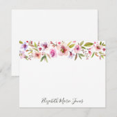Carte De Correspondance Chic Floral Blush rose cerisier Fleurs Aquarelle (Devant / Derrière)