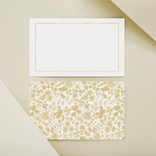 Carte De Correspondance Chic Golden Ditzy Floral Stationery personnalisée