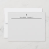 Carte De Correspondance Chic Gris Clair Moderne Monogramme Nom Initial (Devant)