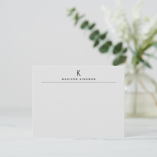 Carte De Correspondance Chic Gris Clair Moderne Monogramme Nom Initial (Debout devant)