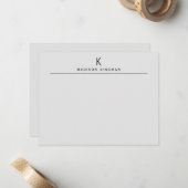 Carte De Correspondance Chic Gris Clair Moderne Monogramme Nom Initial (Devant/Arrière en situation)