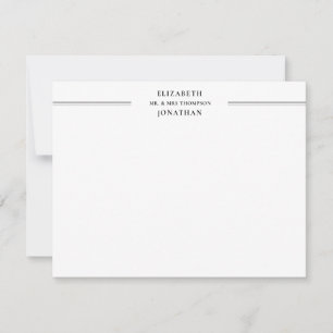 Carte De Correspondance Chic minimaliste ligne gris noir Couple