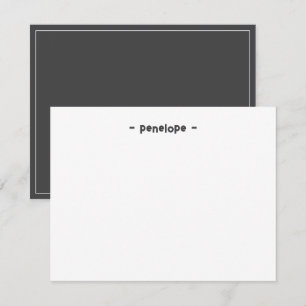 Carte De Correspondance Chic minimaliste Personnalisé Stationery gris fonc