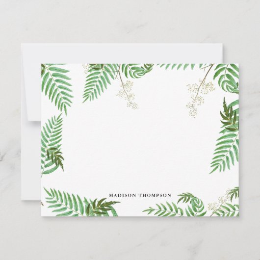 Carte De Correspondance Chic Moderne Aquarelle Verdure Script Monogramme (Devant)
