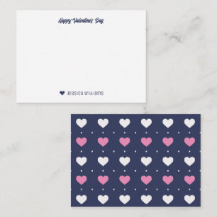 Carte De Correspondance Chic Moderne Motif Coeur Bleu rose Valentines Jour