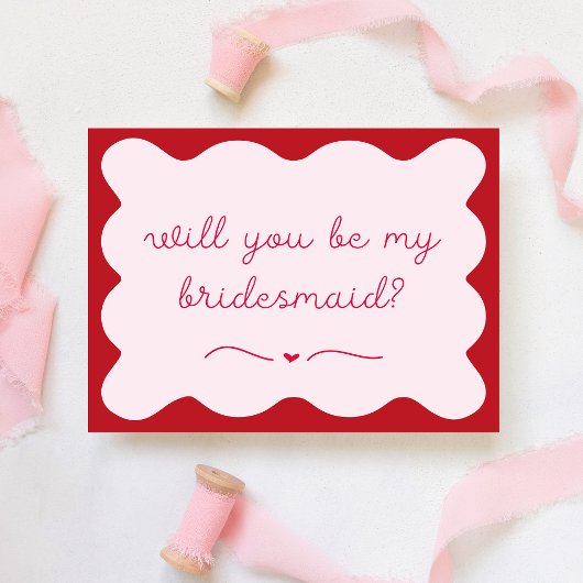 Carte De Correspondance Chic Moderne Rouge & Rose Tendance Bridesmaid Prop