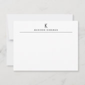 Carte De Correspondance Chic Monogramme Initial Nom Moderne Noir et Blanc (Devant)