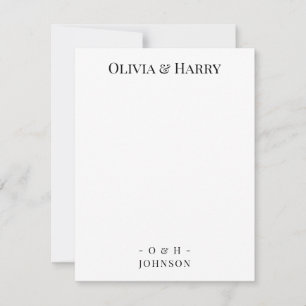 Carte De Correspondance Chic Monogramme Mariage noir blanc