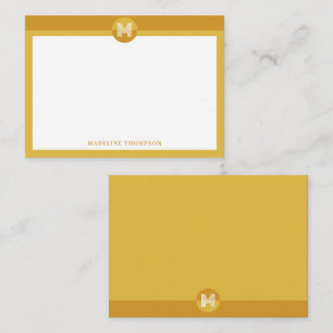 Carte De Correspondance Chic moutarde jaune géométrique Monogramme moderne