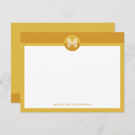 Carte De Correspondance Chic moutarde jaune géométrique Monogramme moderne (Devant / Derrière)