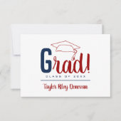 Carte De Correspondance Chic Red Grad Casquette gradué (Devant)