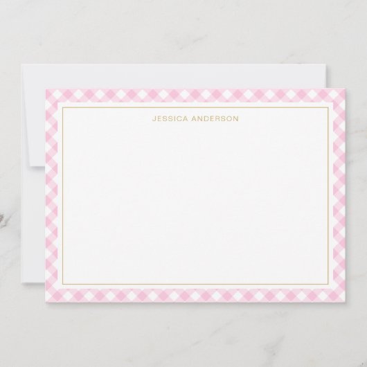 Carte De Correspondance Chic rose En vichy Motif (Devant)
