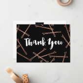 Carte De Correspondance Chic Rose or Bobby Pins Merci noir (Devant/Arrière en situation)