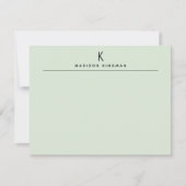 Carte De Correspondance Chic Vert Clair Moderne Monogramme Nom Initial (Devant)