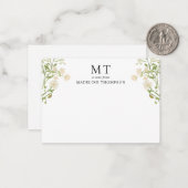Carte De Correspondance Chic White Floral Wildflower Classic Monogram (Devant/Arrière en situation)