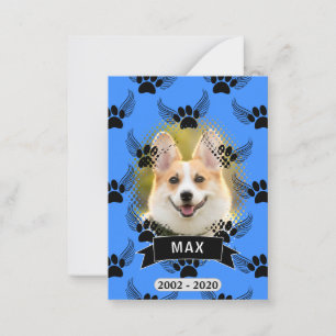 Carte De Correspondance Chien animal de compagnie Memorial bleu personnali