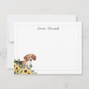 Carte De Correspondance Chien beagle Sunflower Eucalyptus Personnalisé