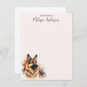 Carte De Correspondance Chien berger allemand Moderne Aquarelle Chiot (Devant / Derrière)