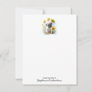 Carte De Correspondance Chien Carlin Mignon Aquarelle Personnalisée de Chi