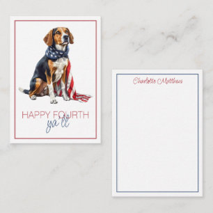 Carte De Correspondance Chien de chasse patriotique personnalisé du 4 juil