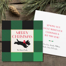 Chien écossais de Noël Buffalo Plaid Vert Plat