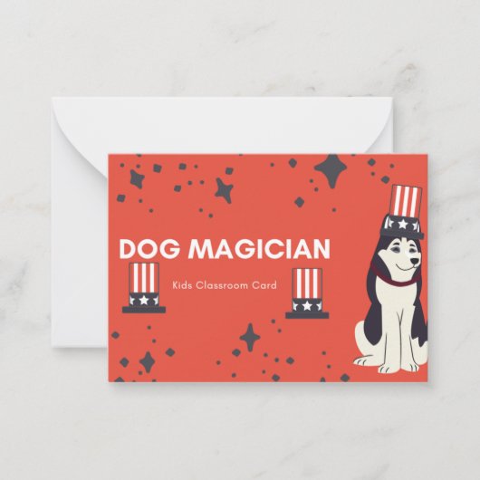 Carte De Correspondance Chien Magicien Enfants Salle de classe Valentines (Devant)