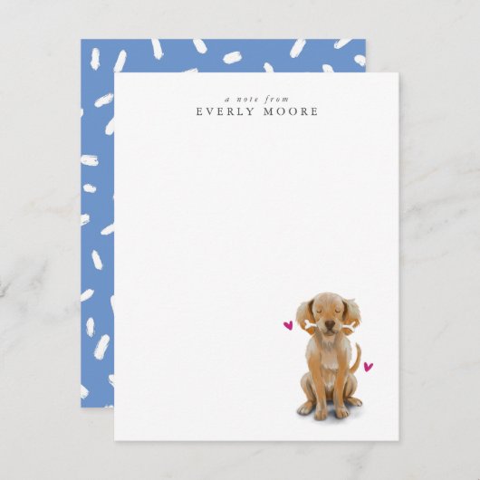 Carte De Correspondance Chien mignon avec os (Devant / Derrière)