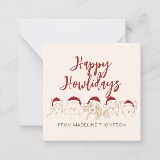 Carte De Correspondance Chien mignon Joyeux Howlidays Noël (Devant)