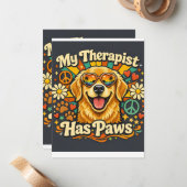 Carte De Correspondance Chien Retriever Doré Drôle  (Devant/Arrière en situation)
