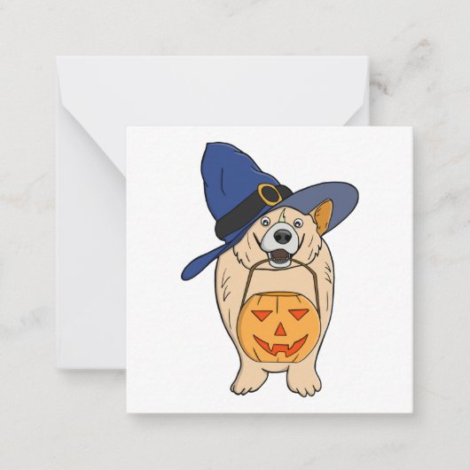 Carte De Correspondance Chien Sorcière Citrouille (Devant)
