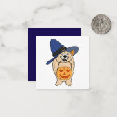 Carte De Correspondance Chien Sorcière Citrouille (Devant/Arrière en situation)