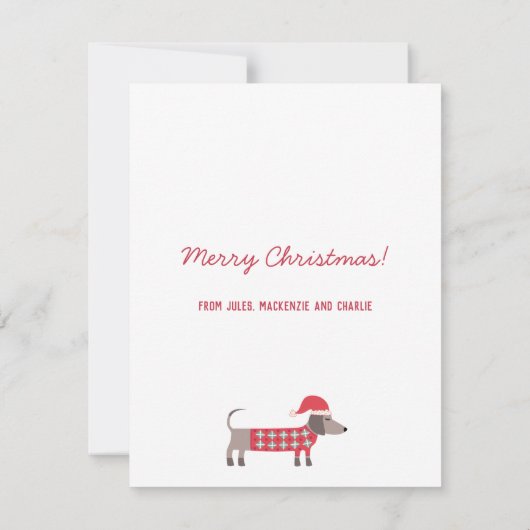 Carte De Correspondance Chiens de Dachshund en Noël Casquette (Dos)