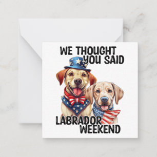 Carte De Correspondance Chiens du Labrador patriotique Citation d'Humour d
