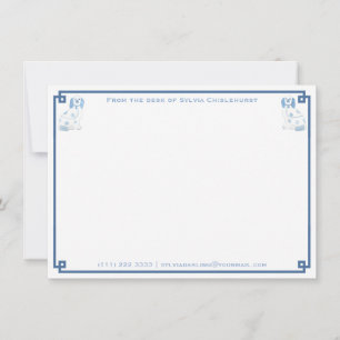 Carte De Correspondance Chiens Du Staffordshire De Chine Bleu Et Blanc