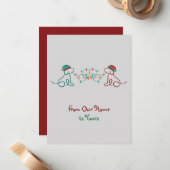 Carte De Correspondance Chiens jouant avec la fête de Noël (Devant/Arrière en situation)