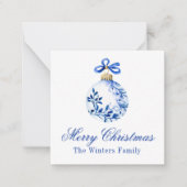 Carte De Correspondance Chinoiserie Bleu & Blanc Cadeau de Noël (Devant)